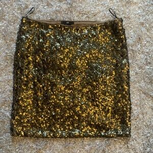 Bronze/Gold Sequins Mini Skirt - H&M - NWT